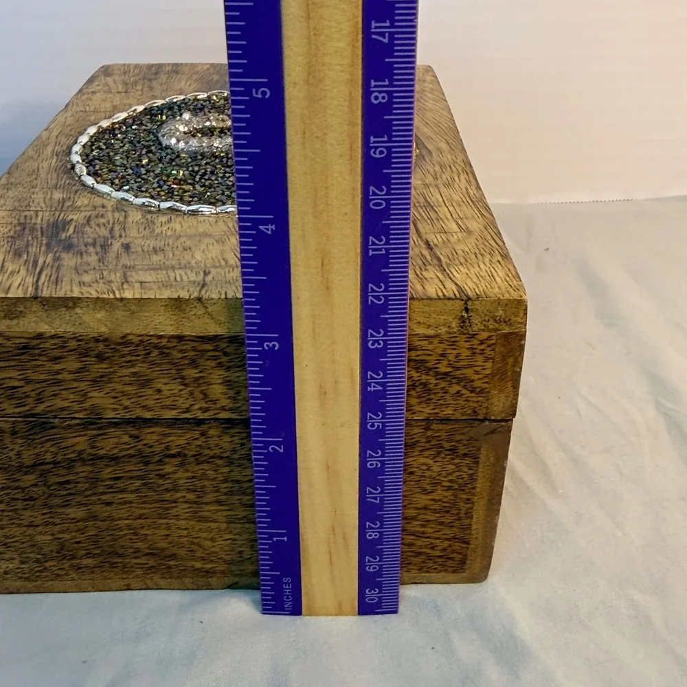 Home Essentials The Global Market Wooden Trinket Box Beaded Initial J Keepsake